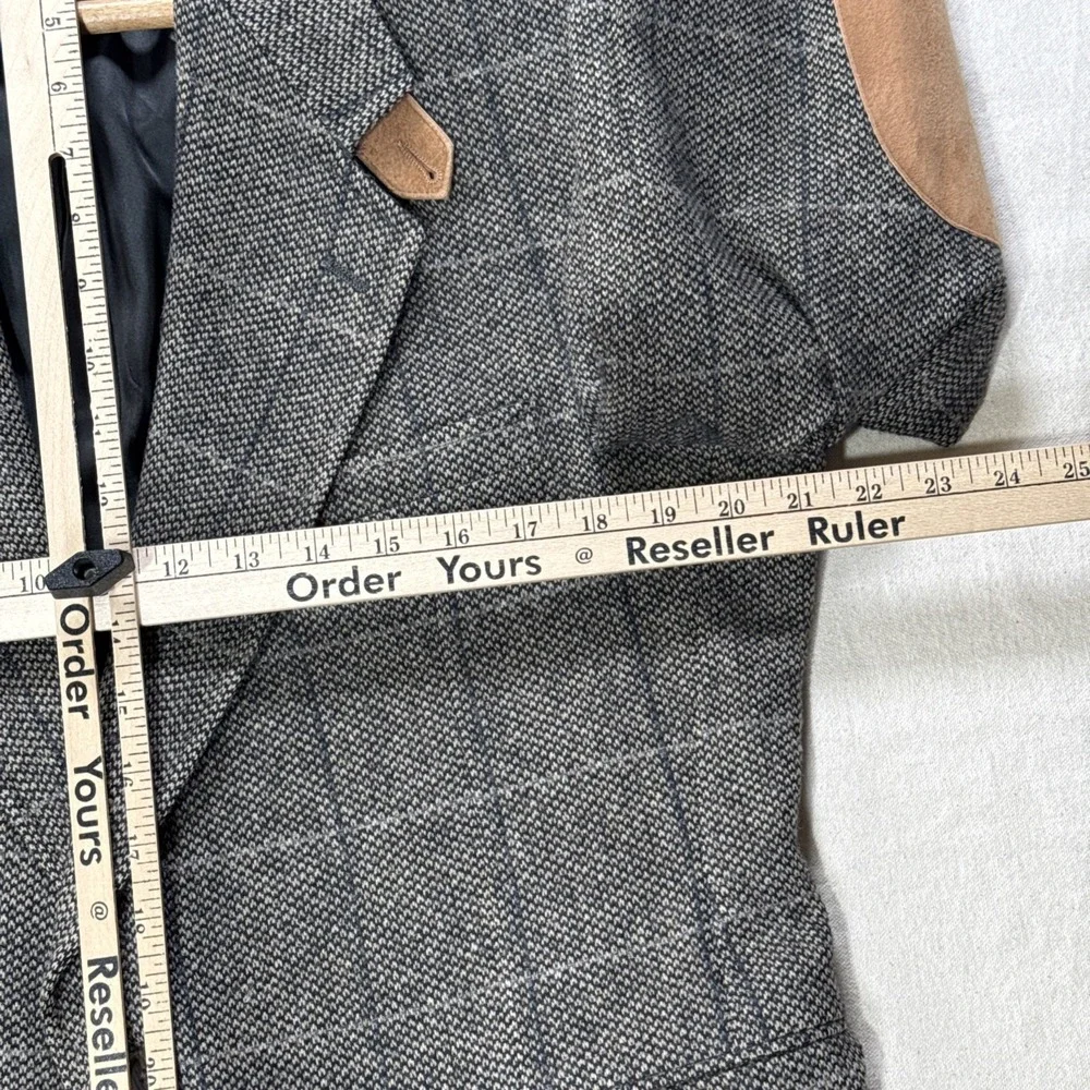 Evan-Picone Vintage Gray Herringbone Wool Blazer Made in USA Men's Sport Coat 42